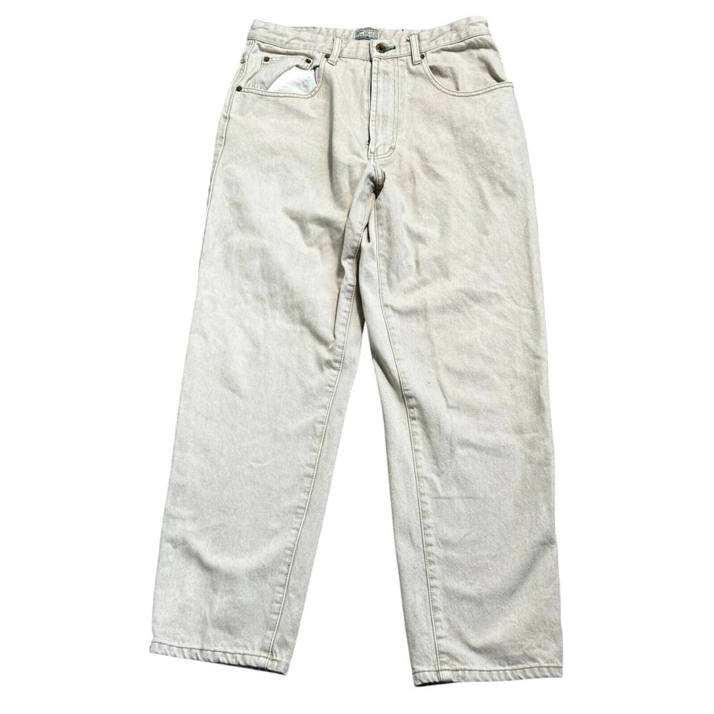 TOMMY HILFIGER Womens 30X28 Vintage Khaki Jeans Gray Baggy Fit Rugged Denim Work